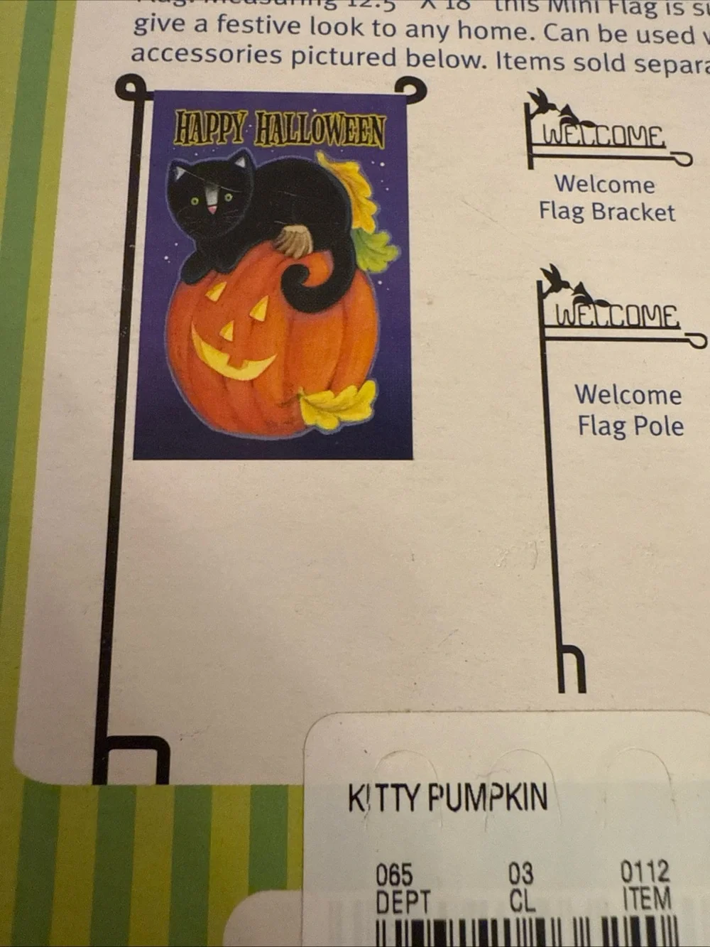 New Lifes A Breeze Kitty Cat Pumpkin Hallowen Flag 12.5